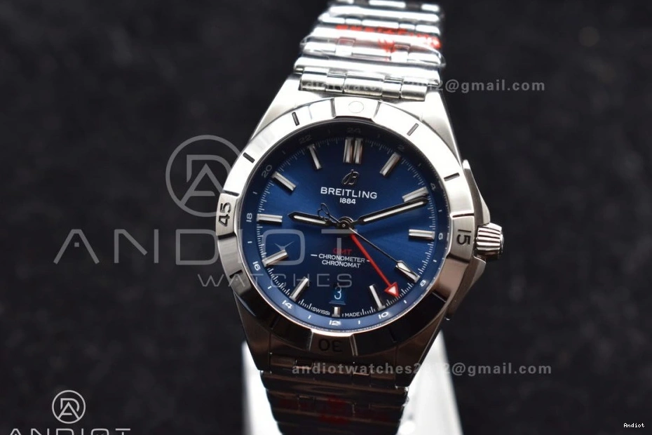 BLS Best Automatic Chronomat Factory Breitling 1:1 On Dial GMT Blue SS A2836 Edition Bracelet 40mm 0202